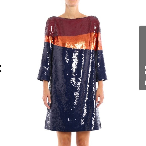 Tory Burch Justine Sequin Colorblock Shift Dress - Picture 1 of 11